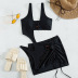 conjunto de falda y traje de baño de una pieza de color sólido con cordón sin espalda con cabestrillo NSOLY122165