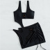 conjunto de falda y traje de baño de una pieza de color sólido con cordón sin espalda con cabestrillo NSOLY122165