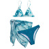 print sling backless high waist lace-up bikini three-piece set NSOLY122173