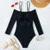 Long Sleeve Drawstring Off-the-shoulder sling hollow One Piece Swimsuit NSOLY122180