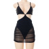 suspender hollow wrap chest backless solid color mesh dress NSCBB122182