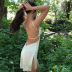 sling backless slim slit solid color dress NSCBB122184