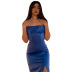 sling backless lace-up slit long solid color dress NSCBB122188