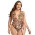 traje de baño de una pieza con correa sin espalda y cuello en V con estampado de leopardo NSYDS122288