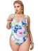 plus size floral printing one-piece swimsuit NSYDS122301
