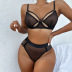 see-through mesh lace belt underwire sexy lingerie set NSHLN122306