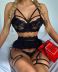 lace feather embroidery cross three-piece underwear set NSHLN122311