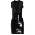 deep V-neck sleeveless PU leather sheath dress NSLKL122346