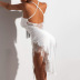 backless slim lace stitching slit suspender dress NSLKL122349