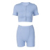 short-sleeved slimming solid color shorts lounge set NSLKL122361