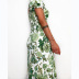 printing floral V-neck short sleeve dress NSCXY122376