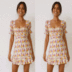 full pattern printing short sleeve short A-line dress NSCXY122383