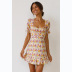 full pattern printing short sleeve short A-line dress NSCXY122383