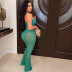 halter neck straps hollowed out tight flared slimming jumpsuit NSCYF122397