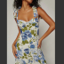Floral print low-cut Slim sling Dress NSLAY122748