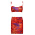 Leopard print print mesh sling top and high waist package hip miniskirt two-piece set NSKAJ122409