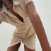 breasted solid color lapel short-sleeved slim short dress NSHTL122425