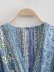 blue patchwork print v-neck lace-up short jumpsuit  NSAM122441