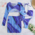 blue print bikini split four-piece swimsuit set NSOLY122448