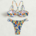 color matching print bikini split two-piece swimsuit  NSOLY122450