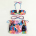 sexy print halterneck bikini and beach skirt cover-up split three-piece swimsuit  NSOLY122459