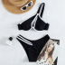 black and white stitching single-shoulder hollow split bikini two-piece swimsuit  NSOLY122461