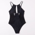 sexy black mesh stitching hollow one-piece swimsuit  NSOLY122465