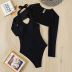 conjunto de traje de baño de una pieza con cuello halter negro y traje de baño de dos piezas de manga larga NSOLY122474