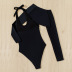 conjunto de traje de baño de una pieza con cuello halter negro y traje de baño de dos piezas de manga larga NSOLY122474