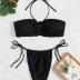 black halterneck ruffled bikini split two-piece swimsuit set NSOLY122475