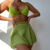 conjunto de tres piezas de bikini de color sólido de cintura alta sin espalda con cabestrillo NSOLY122480