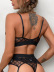 solid color lace embroidery see-through mesh girdle three-piece underwear NSSSW122499
