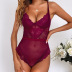 solid color see-through lace stitching one-piece underwear NSSSW122507