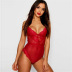 solid color see-through lace stitching one-piece underwear NSSSW122507
