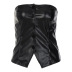 black PU leather word neck single-breasted wrap chest vest  NSLKL122554