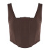 brown square neck sling short vest  NSLKL122564