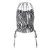 zebra pattern drawstring halterneck sling vest NSLKL122565