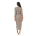 leopard print folded long-sleeved dress NSHBG122613