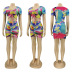 tie-dye V-neck short-sleeved drawstring crop top short skirt two-piece set NSHBG122618