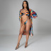 printing bikini with sunscreen blouse three-piece swimwear set NSHBG122624
