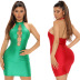 ultra-short backless sleeveless tight hollow rings solid color dress NSHBG122636