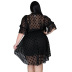 plus size perspective Rounded dots print bow short sleeve dress NSLNW122681