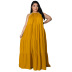plus size loose large Swing Sling Sleeveless Solid Color Dress NSLNW122682