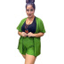 plus size short sleeve high waist solid color Cardigan and shorts set NSLNW122685