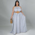 plus size Loose sleeveless lace-up striped Dress NSLNW122690