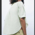 Camisa de lino de color liso de manga corta con solapa y botonadura sencilla NSLAY123193