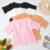 V-neck short-sleeved solid color button knitted crop cardigan NSYAY125676