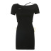 off-shoulder waistless lace-up short sleeve slim color matching dress NSGWY122769