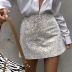high waist slim short bright silk skirt NSGWY122782
