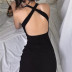 cross sling backless slim sleeveless solid color ribbed dress NSGWY122785
